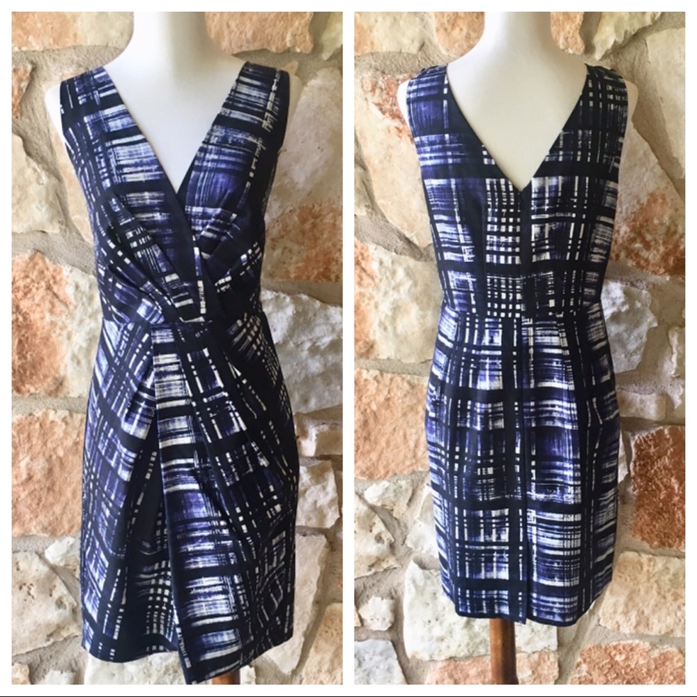 Navy and white silk blend banana Republic dress